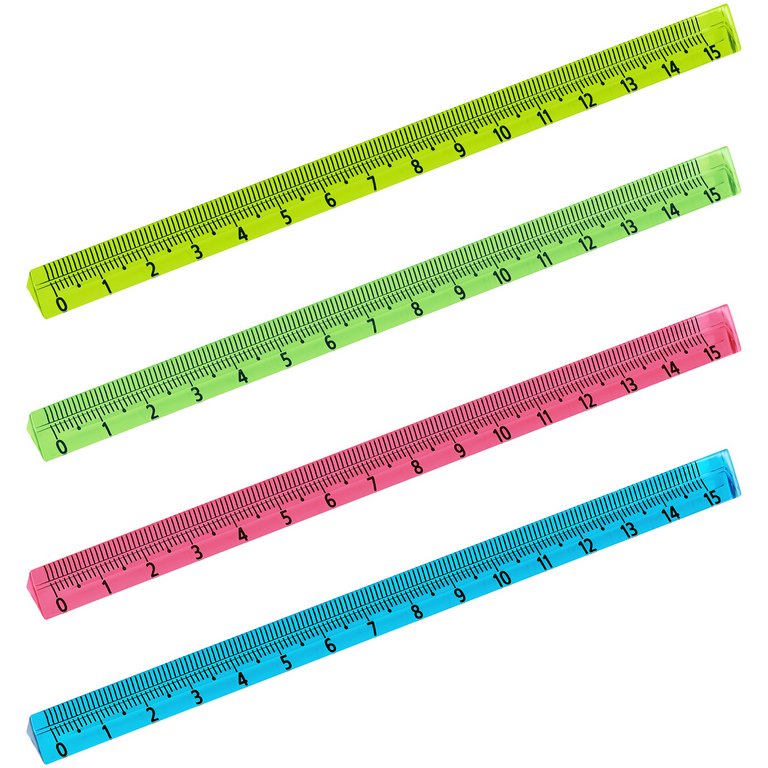 Линейка 15 см. пласт. трёхгранная прозрачная, неоновые цвета, ассорти СТАММ