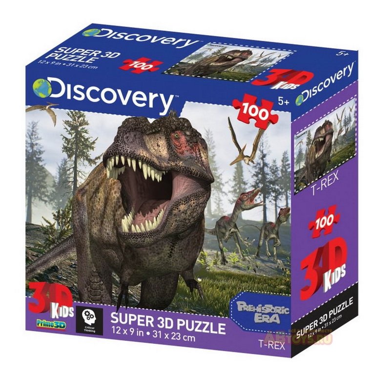 Пазл 3D картинка 100 дет. "Тираннозавр" 31*23см, 5+ Prime 3D