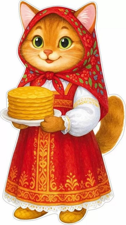Плакат оформительский   Масленица А2 "Кошечка с блинами"
