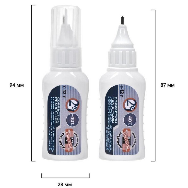 Коррект. жидкость  2 в 1 ( кисточка + ручка) KOH-I-NOOR 12 мл