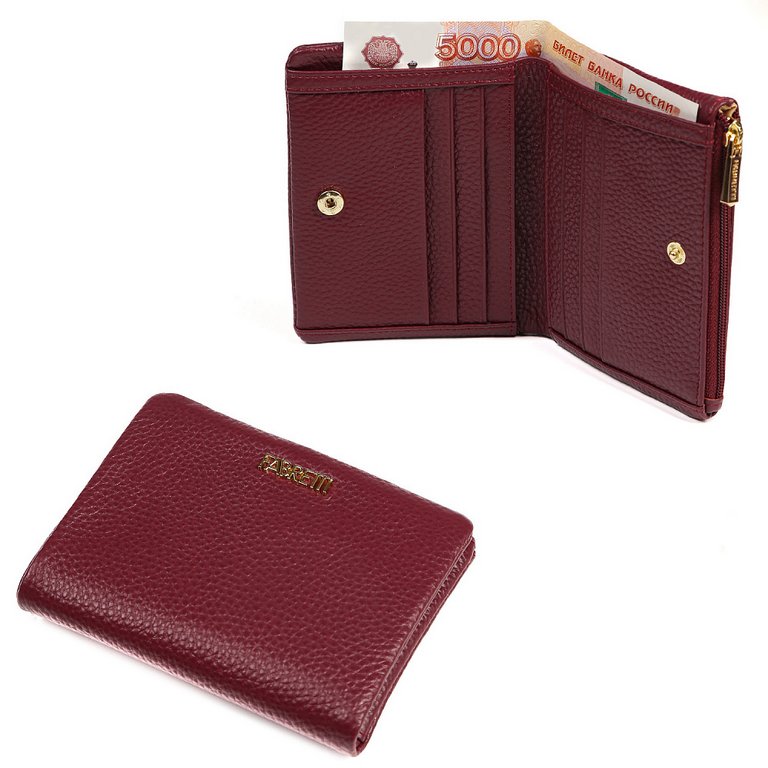Портмоне FABRETTI женское, нат. кожа, 12*9,5*2 см, винный