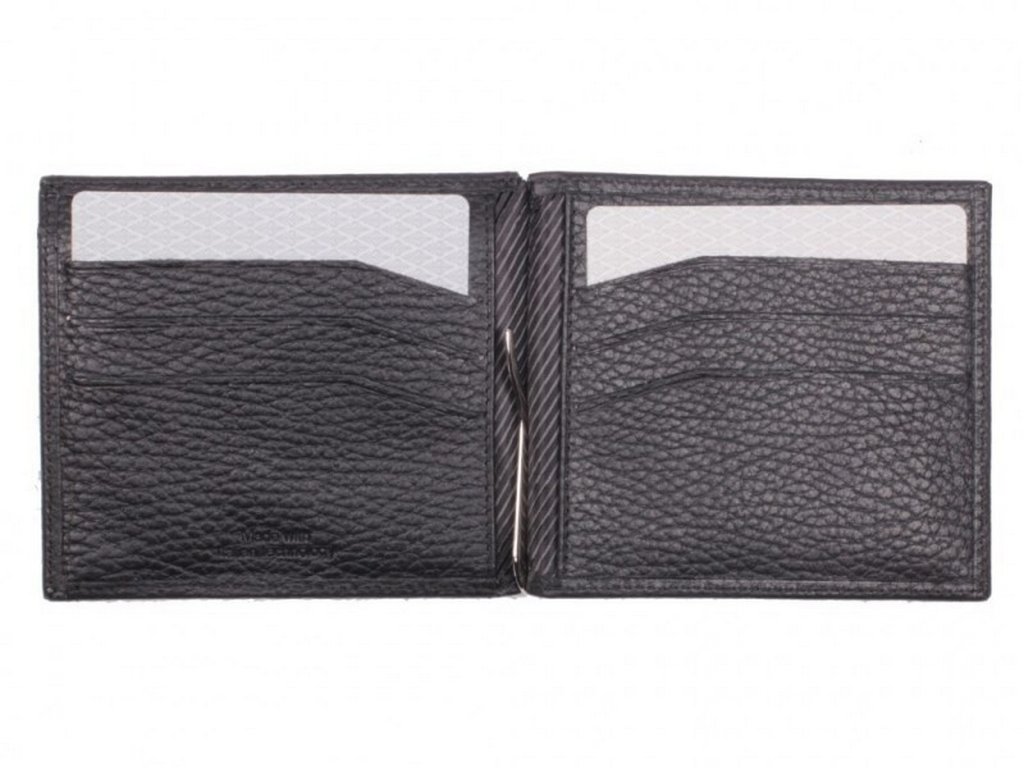 Зажим для денег D.Morelli "Texas" с монетником, нат.кожа, черный