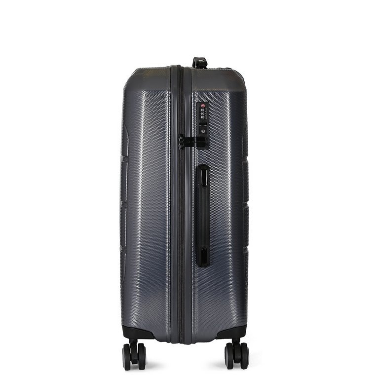 Чемодан 4-х колесный FABRETTI 100% поликарбонат, 66*43*27 см, серый