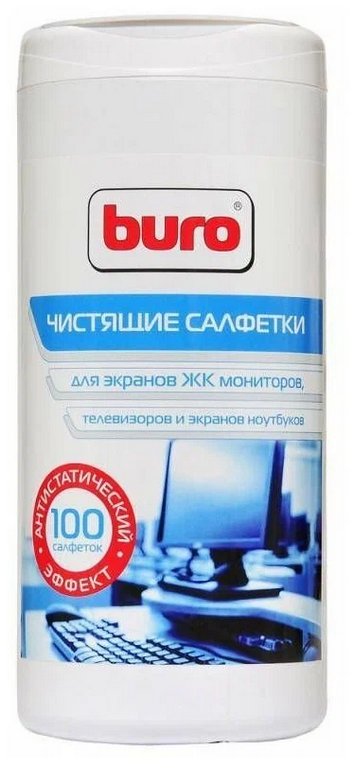 Средство чистящее для оргтехники Buro, 100 шт., туба, (для экранов и оптики)