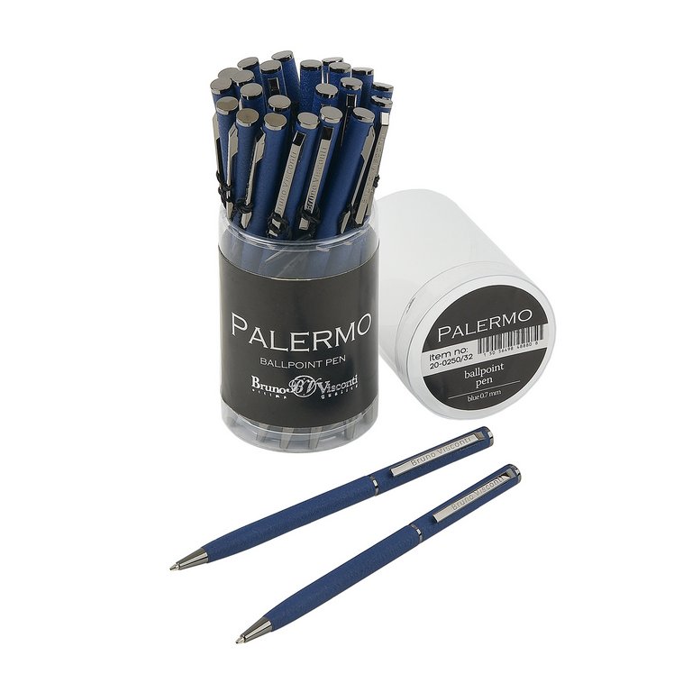 Ручка шариковая Bruno Visconti "Palermo"  с эффктом винтаж синий темный (стерж.117мм)