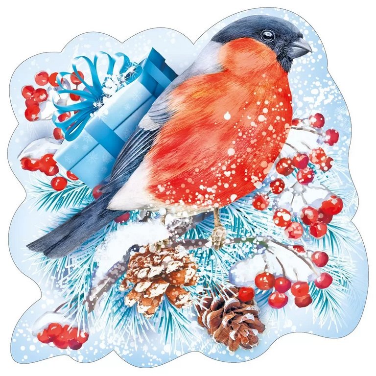 Наклейка оформительская на скотче зимняя "Снегирь" 156х156 мм