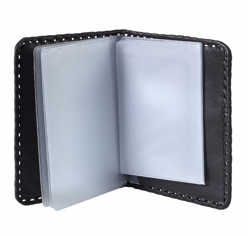 Бумажник для автодокументов Макей, нат. кожа, цвет коричневый с худ. росписью, черный