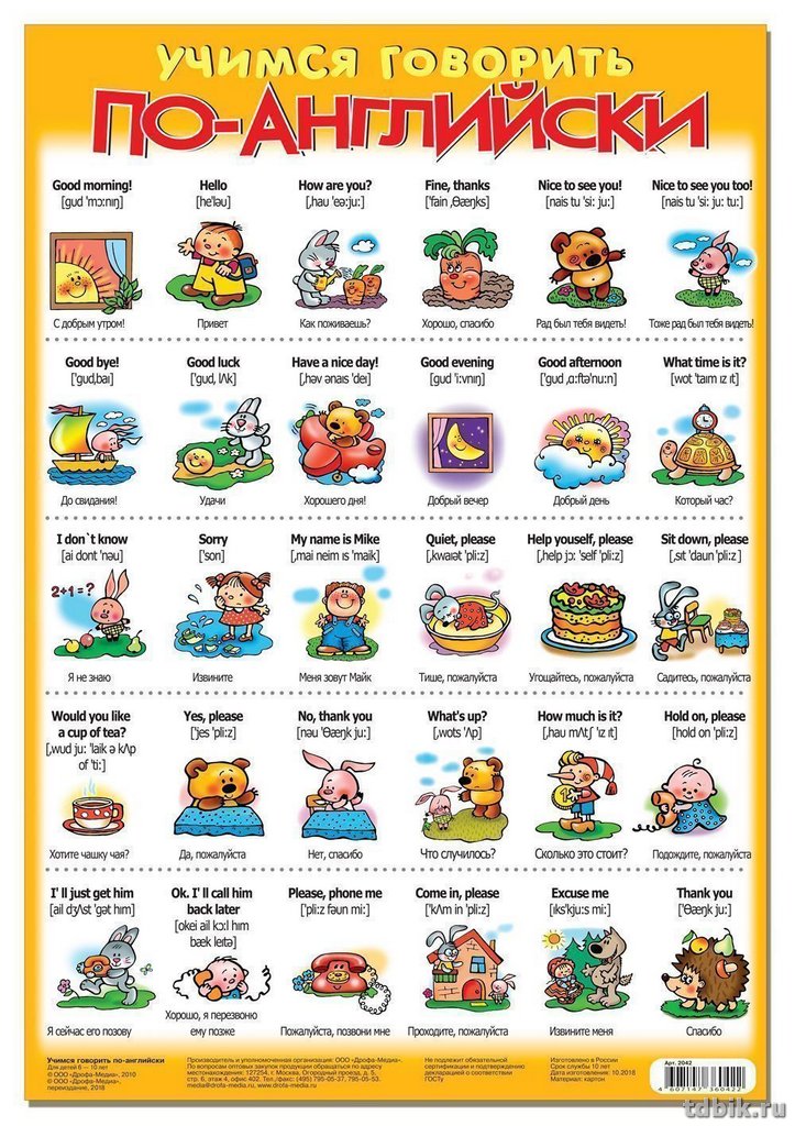 Плакат обучающий "Учимся говорить по-английски" А3