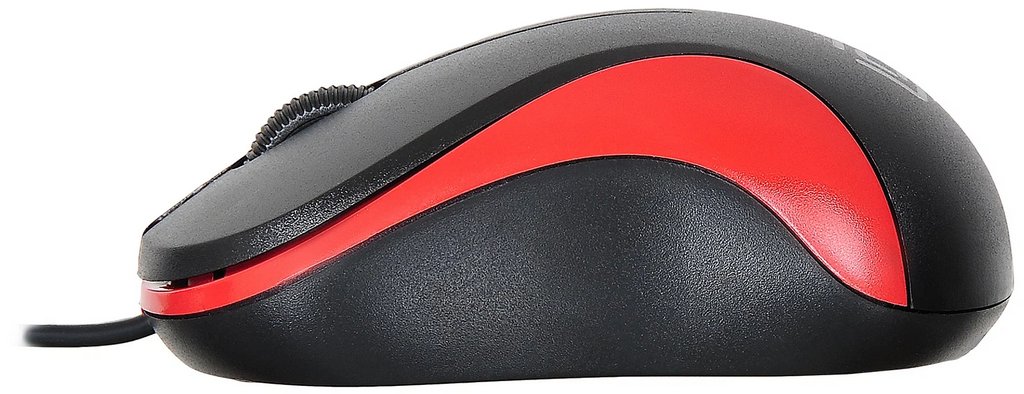 Мышь оптическая проводная OKLICK 115S 1200dpi USB цв. черный/красный