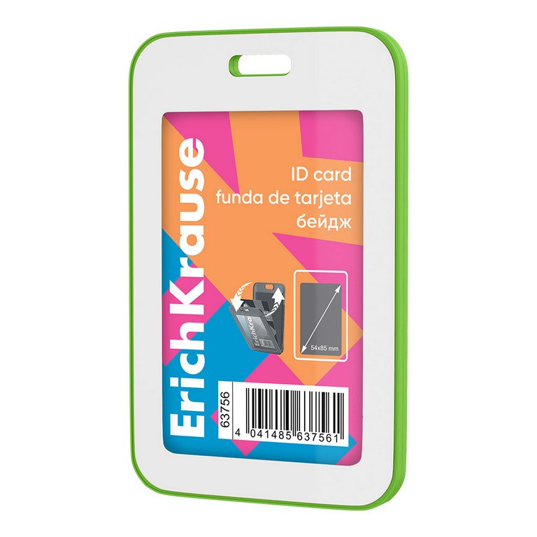 Бейдж вертикальный  66*103мм (вставка 54*85мм) книжка, зеленый ErichKrause Neon