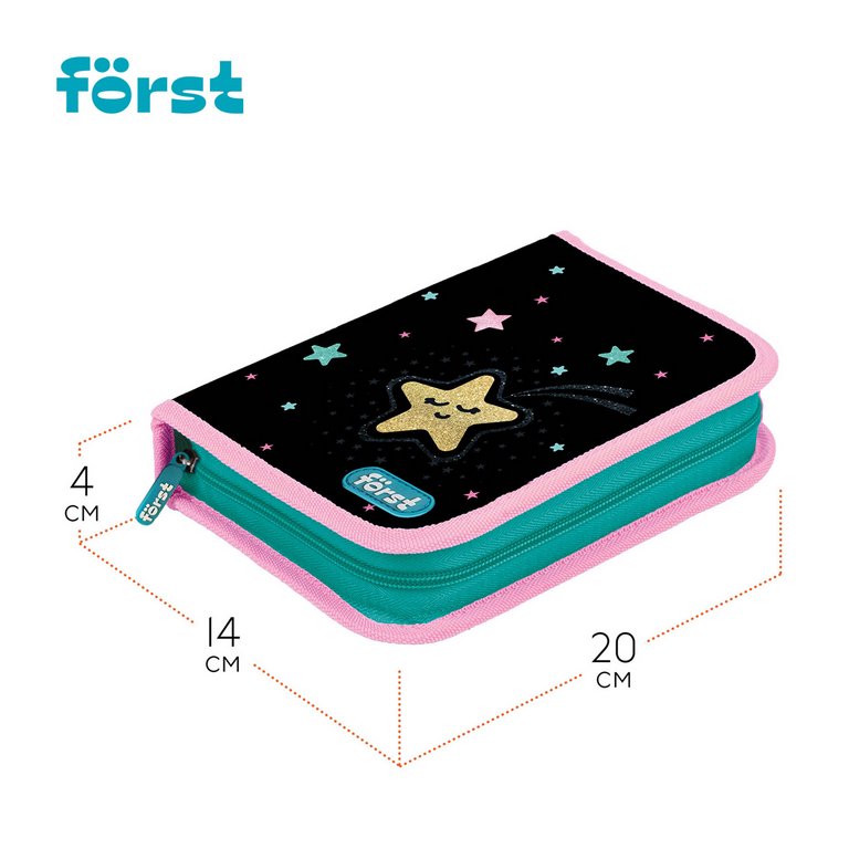 Пенал 1 отд. 1 откид. планка для девочки Forst "Stars" 14x20x4 cм (ткань)