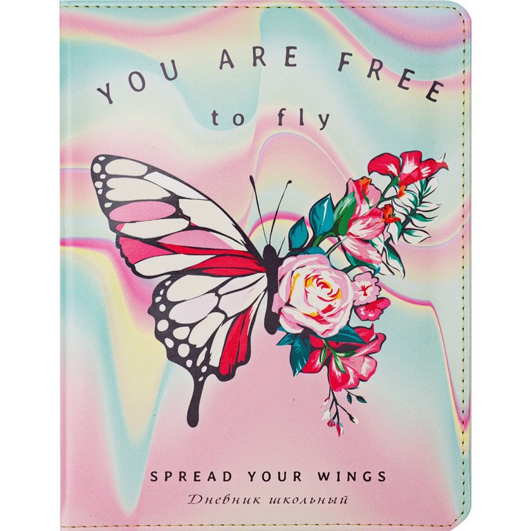 Дневник школьный Prof-Press твердая обложка с поролоном, кожзам "BUTTERFLY" 48л.