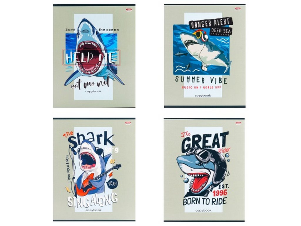 Тетрадь 96 лист кл. А5 на скрепке "КРУТЫЕ АКУЛЫ"