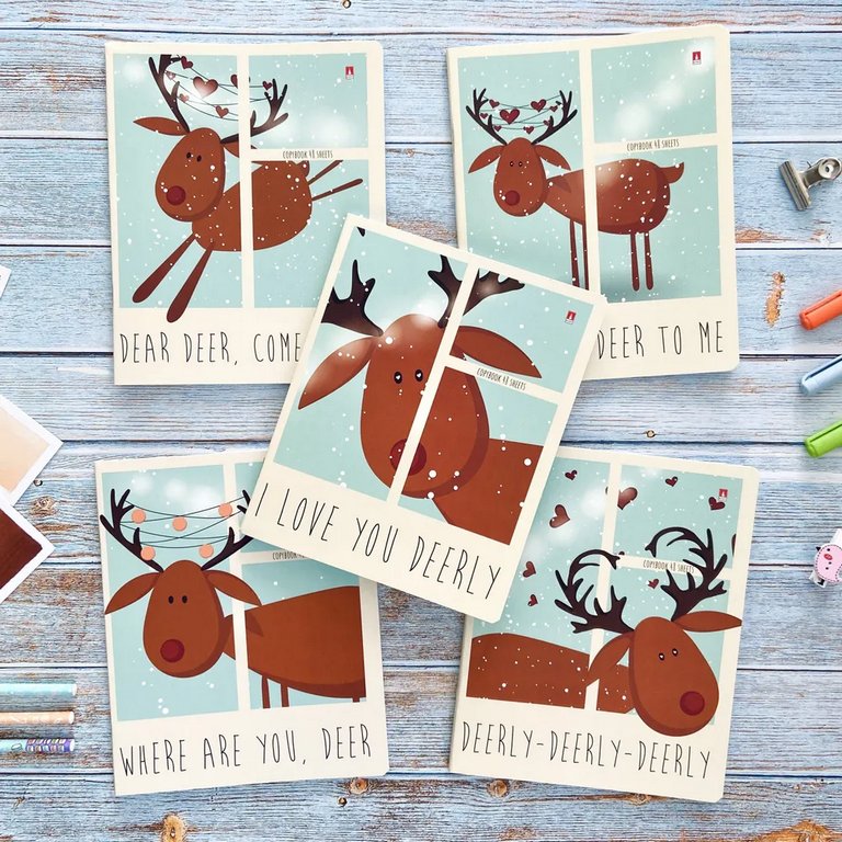 Тетрадь 48 лист кл. А5 на скрепке "МИЛЫЙ ОЛЕНЁНОК" 5 видов