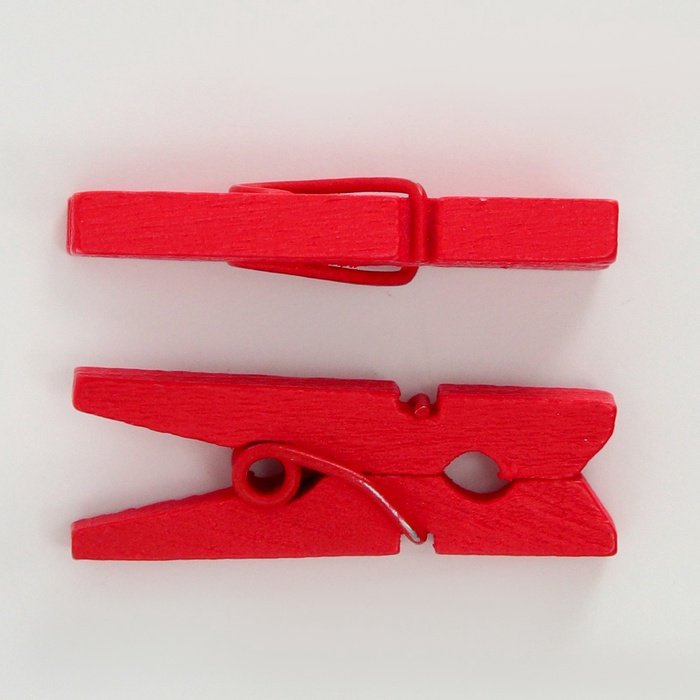 Прищепки деревянные 25мм красные (50 шт/уп)