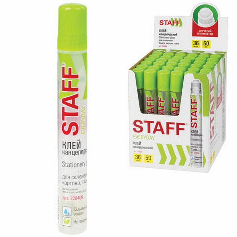 Клей силикатный с аппликатором сетчатым 50мл STAFF Everyday