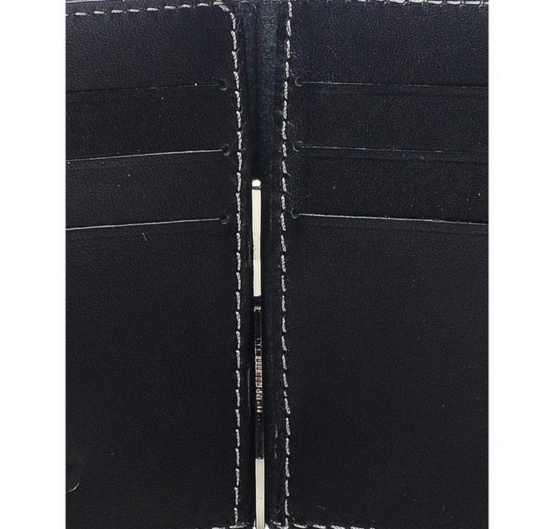 Зажим для денег Faetano "Геккон" с карманом , нат.кожа, черный