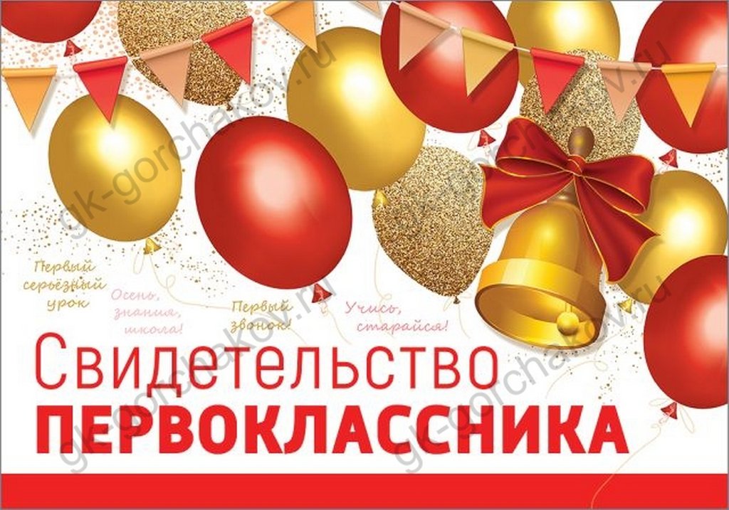Свидетельство первоклассника 222*155 мм