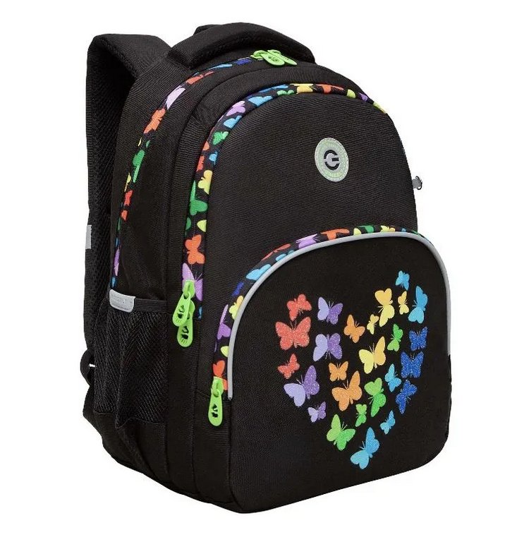 Рюкзак школьный для девочки Grizzly 27*40*20 см, черный