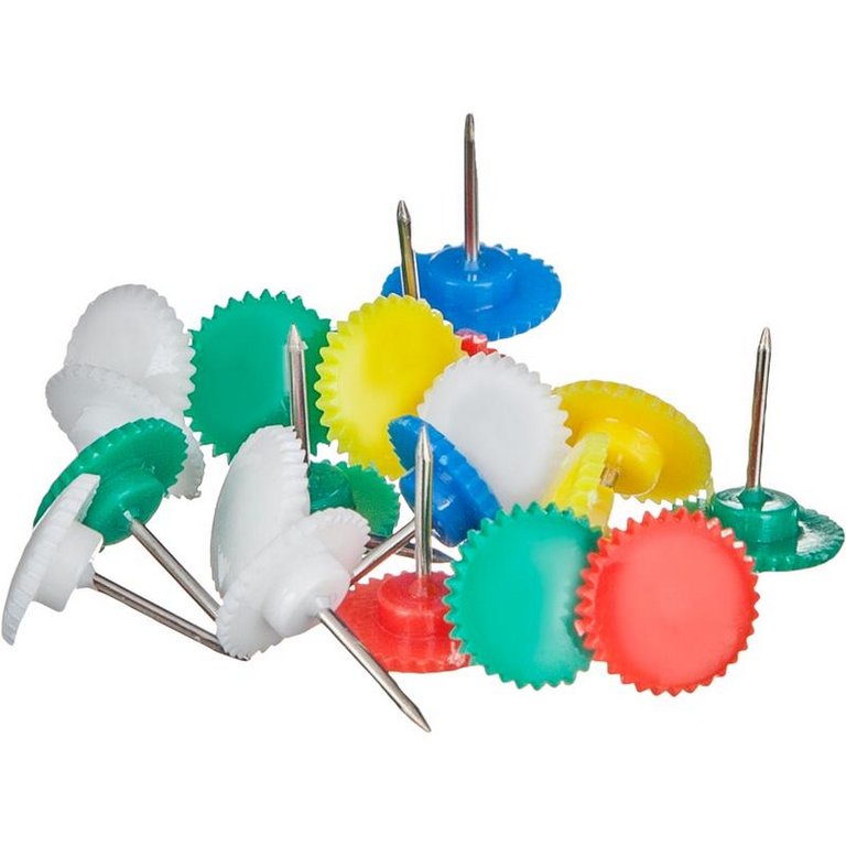 Кнопки-гвоздики канцелярские  50 шт/уп, цветные Attache в пластиковом боксе