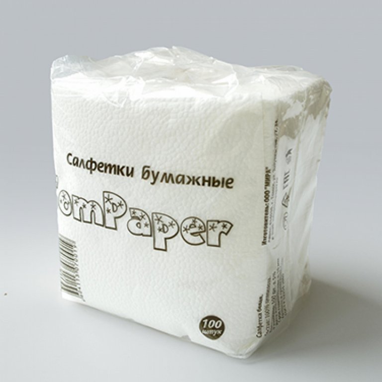 Салфетки белые 23х23 TomPaper, 100 шт/уп