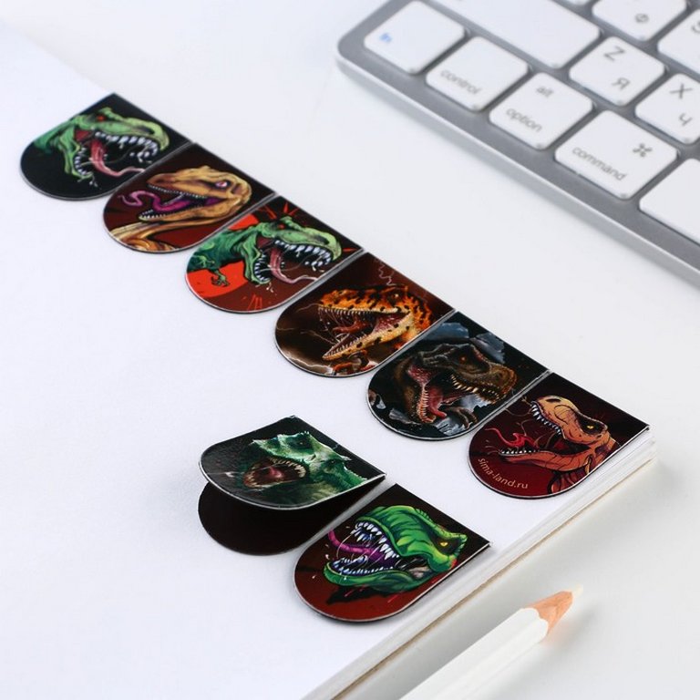 Закладка магнитная 8 шт/уп "Динозавры"