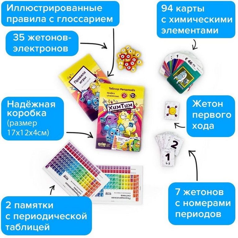 Игра обучающая Химия "ХимТим" 7/9+ 2-5 игроков БАНДА умников