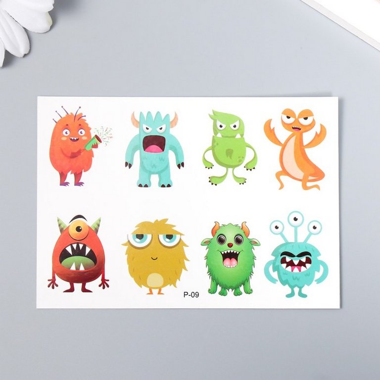Наклейка-тату "Праздник монстров" 11,5х8 см