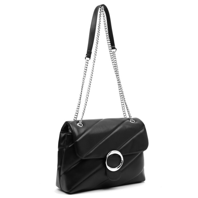 Сумка женская FABRETTI 27х19х10 см, нат. кожа, черный