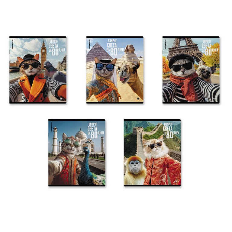 Тетрадь 48 лист кл. А5 на скрепке "CatVoyage" 5 ВИДОВ