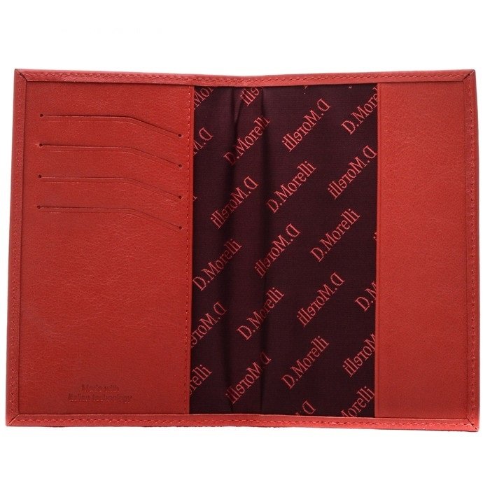 Обложка для паспорта D.Morelli "Red-2" с отделениями для карт, нат. кожа
