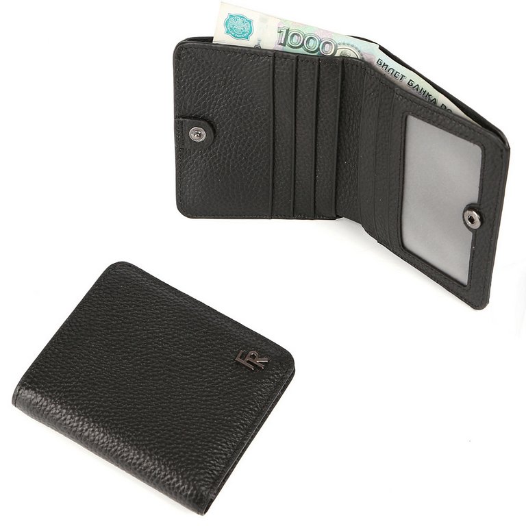 Портмоне FABRETTI женское, нат. кожа, 9,5*10*2 см, черный