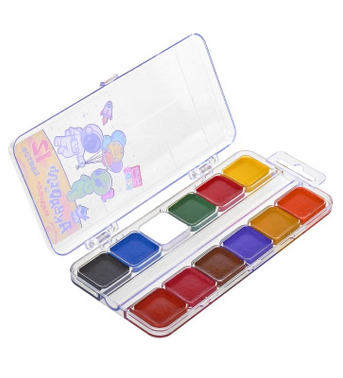 Краски акварельные 12 цв. медовые FORUM "Космо" (без кисти, прозрачная пласт. упак.)