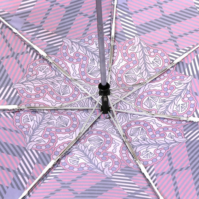 Зонт женский суперавтомат Fabretti, мини , 3 сложения, эпонж, фиолетовый