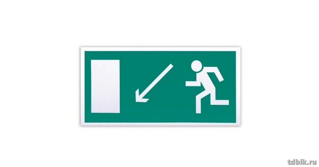 Знак информационный "Направление к эвак. вых. по лестнице направо вниз" 200*200мм самокл.