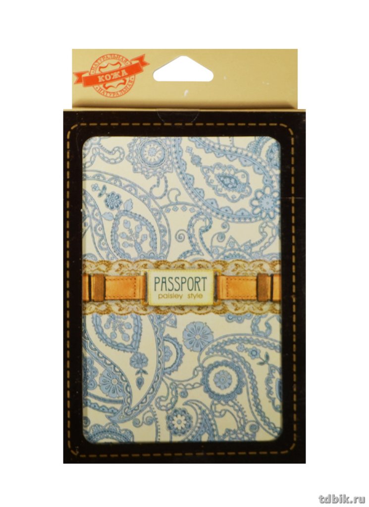 Обложка для паспорта "Кружево голубое" из кожи   13,2*18,6