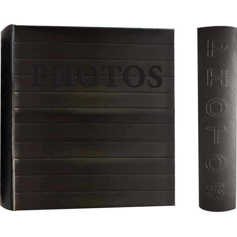 Фотоальбом 200 фото 10*15см "Premium" обложка кожзам, ПП карман, черный