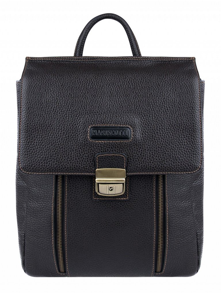 Рюкзак молодежный мужской  Franchesco Mariscotti натуральная кожа 26*35*13см, черный