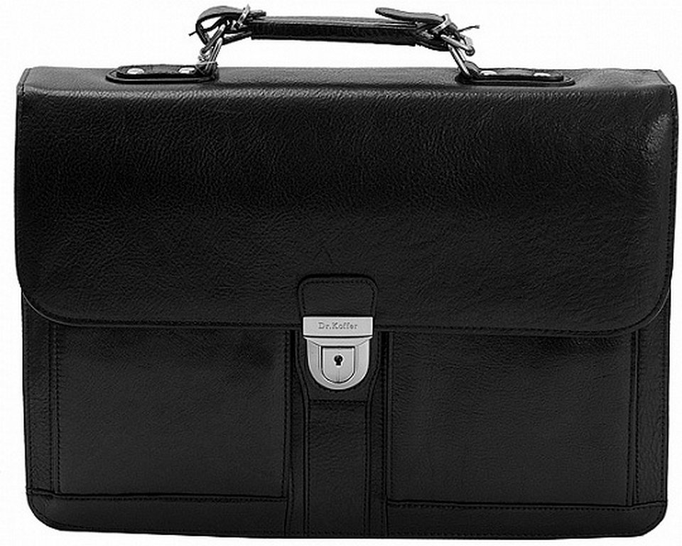 Портфель Dr.Koffer 40*29*12см, нат. кожа, со съемным плечевым ремнем, черный