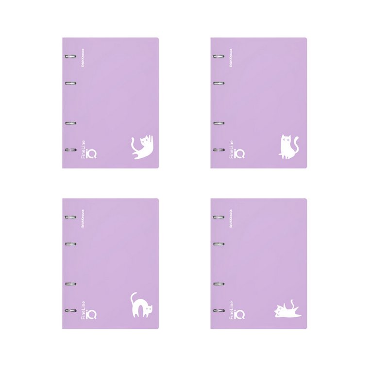 Тетрадь 100 лист кл. А5 на кольцах ErichKrause "IQ FineLine. Brave cats" фиолетовая