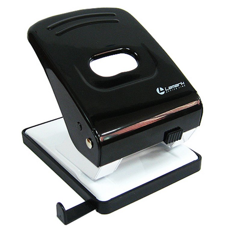Дырокол до 40л метал. Lаmark "Mettallic", с линейкой цв. черный