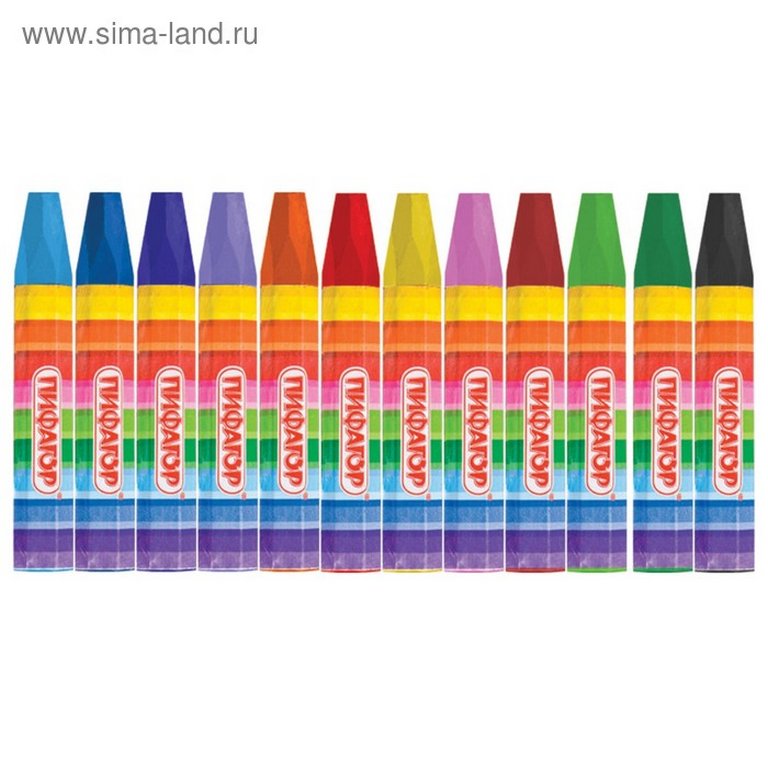 Набор карандашей восковых масляных 12 цв. Пифагор