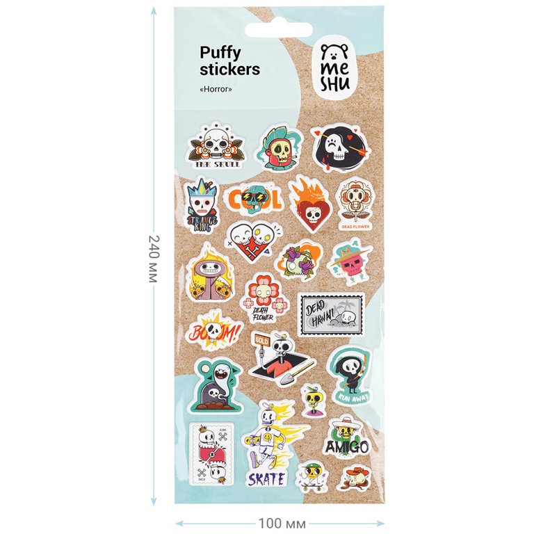 Наклейки объемные 10*24см "Horror" 23 наклейки MESHU