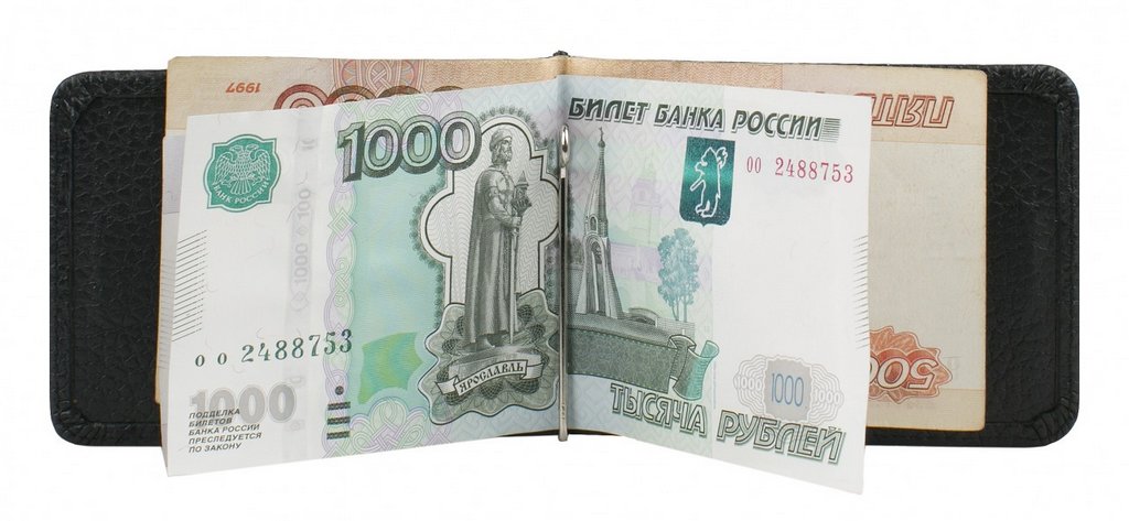 Зажим для денег Franchesco Mariscotti нат. кожа, черный