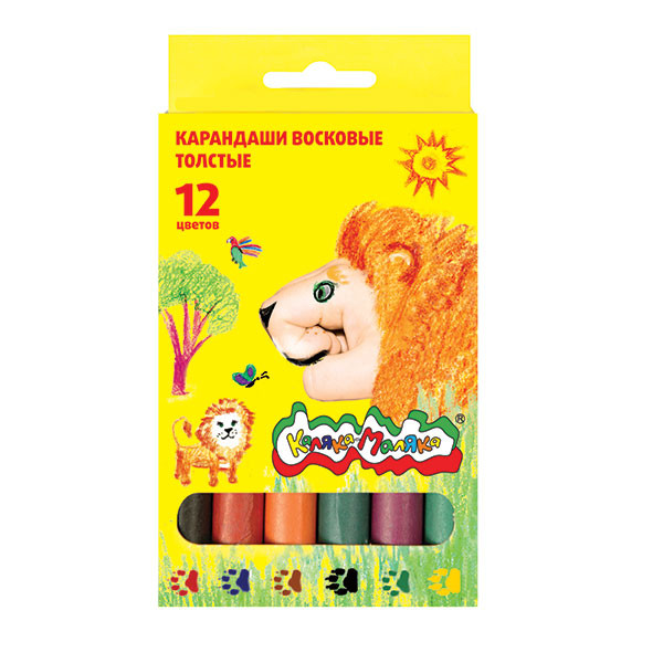 Набор карандашей восковых утолщенных 12 цв. Каляка-Маляка (d=14мм)