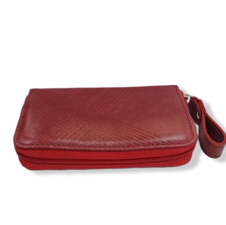 Портмоне D.Morelli женское "Verita " на молнии, нат.кожа, красное, 12,5*7,5*2 см