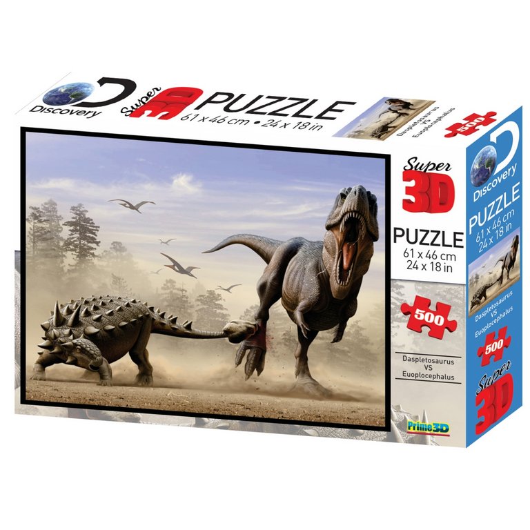 Пазл 3D картинка 500 дет. "Дасплетозавр против эвоплоцефала" 61*46см, 6+ Prime 3D