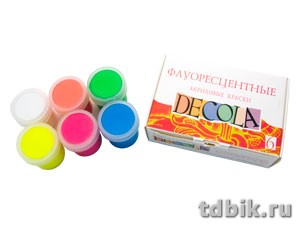 Краски акриловые  6 цв. 20мл Декола флуоресцентные