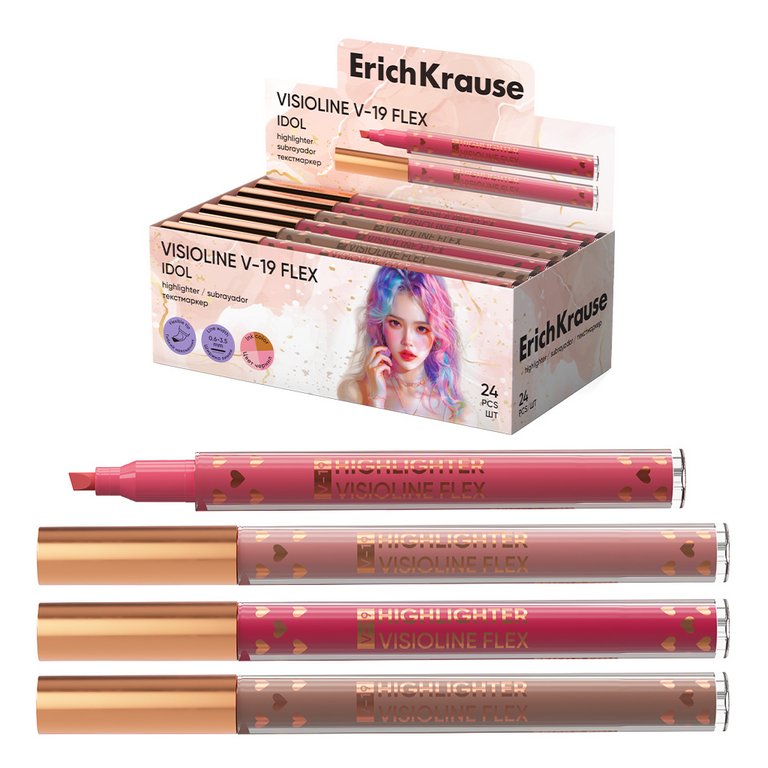 Текст-маркер с гибким наконечником ErichKrause Visioline V-19 Flex Idol 0,6-3,5мм цв. ассорти