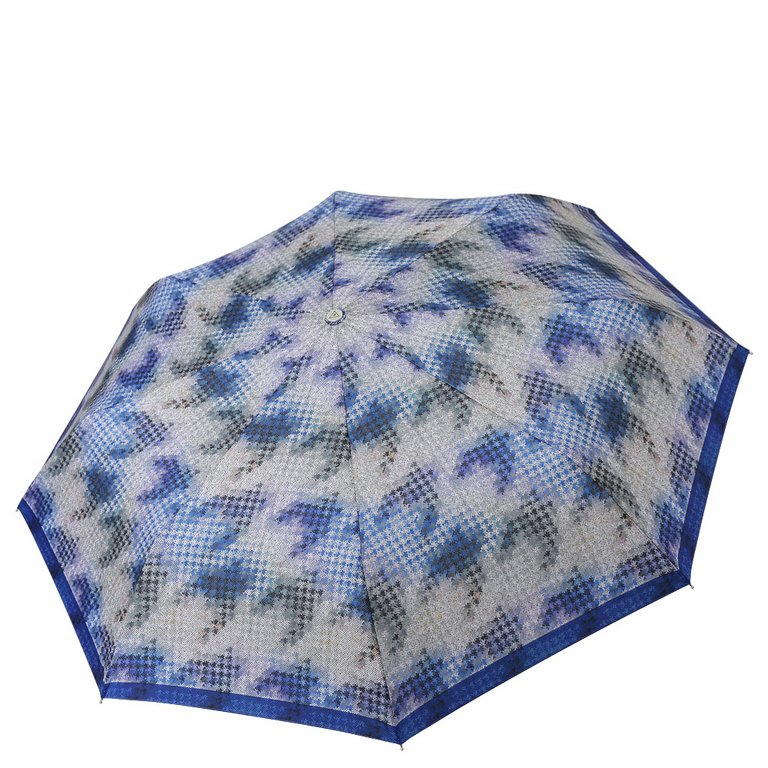 Зонт женский суперавтомат Fabretti, облегченный, 3 сложения, эпонж, синий